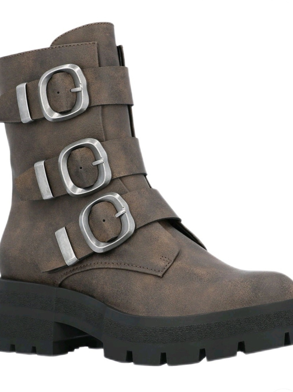 Madden NYC Women's Faux Leather Buckle Combat Boots Size 6 Nwt- No Box
